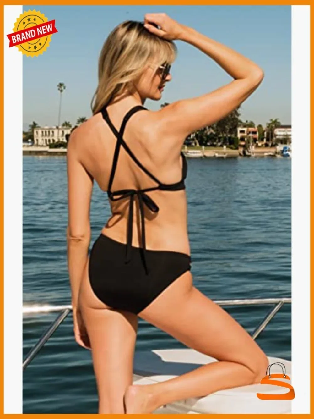 Adjustable Halter Bikini Top with Removable Cups, Medium